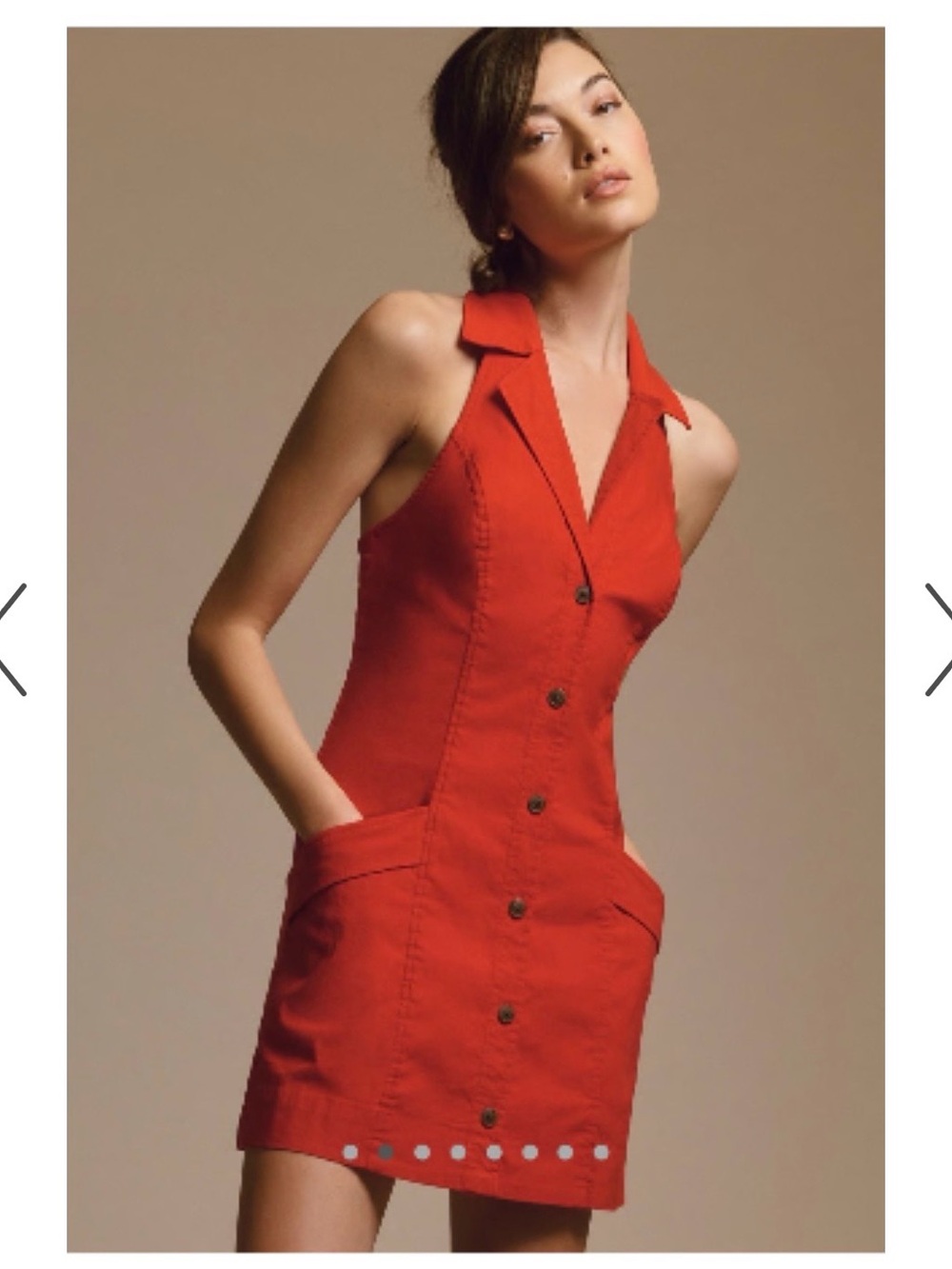Maeve Sleeveless Red Collared Button-Front Mini Dress